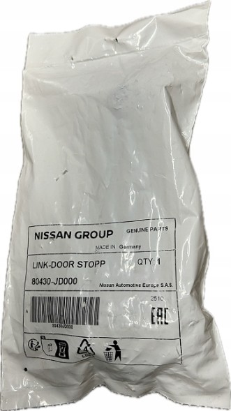 Nissan OE 80430JD000 VAR 80430JD000 ОБМЕЖУВАЧ ВІДЧИНЕННЯ ДВЕРЕЙ ПРАВИЙ ПЕРЕДНІЙ NISSAN QASHQAI