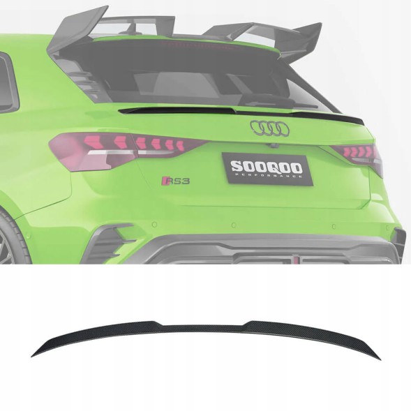 Китай SQ-AD-005 Карбоновий Спойлер Середній AUDI RS3 8Y Sportback SOOQOO Style (Сухий Карбон)