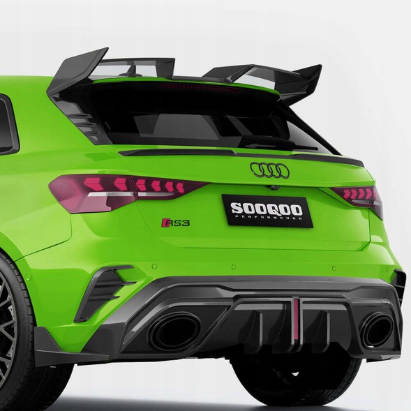 Китай SQ-AD-005 Карбоновий Спойлер Середній AUDI RS3 8Y Sportback SOOQOO Style (Сухий Карбон)