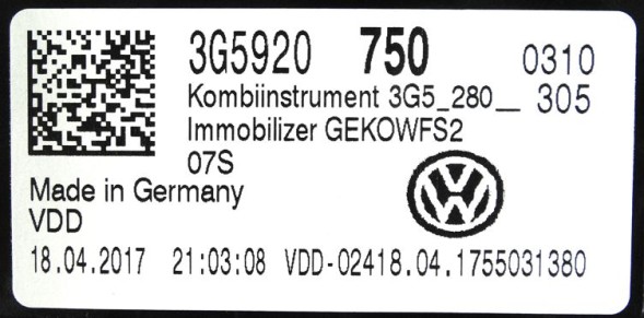 Volkswagen OE 3G5920750 [M[JP] VW ARTEON ЛІЧИЛЬНИК ПРИЛАДІВ 3G5920750
