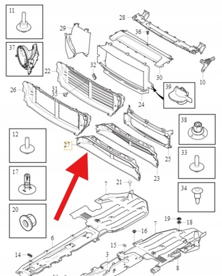 Volvo OE Volvo 31690409 ВПУСКНА ЖАЛЮЗІ ПОВІТРЯНЕ КЕРМО НИЖНЄ VOLVO XC90 2018- OE 31690409