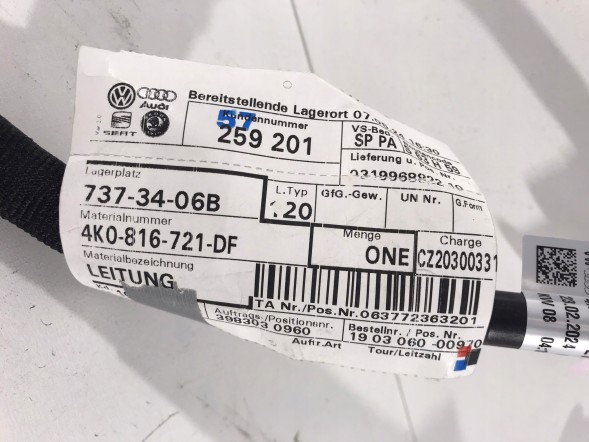 Audi OE 4K0816721DF Шнур/шланг кондиціонування повітря audi a6 c8 4k0816721df