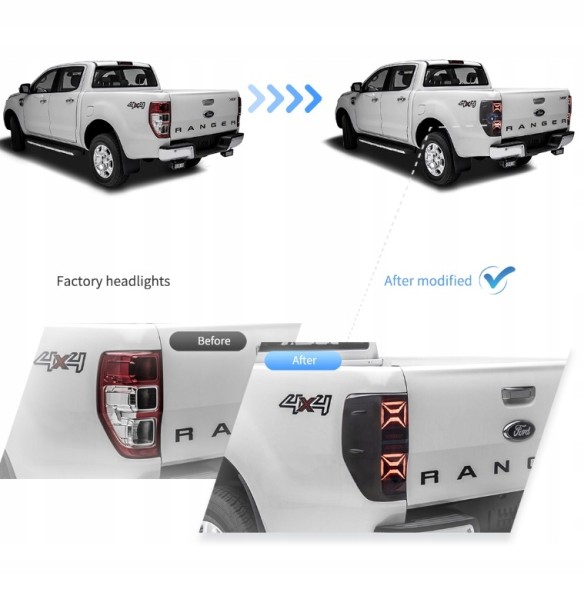 VLAND 32P191-4 LDFO.. mhm Комплект задніх ліхтарів Vland Led Neon Динамічні Тюнінг Ford Ranger V 5 mk5 2011-2022