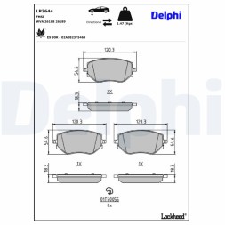LP3644 DELPHI Комплект гальмівних колодок з 4 шт дисків