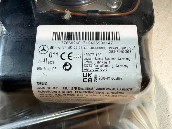 Mercedes-Benz OE A177860260164 pmi150921 AIRBAG ПОДУШКА ПАСАЖИРА ПЕРЕДНЯ MERCEDES W177 A177860260164