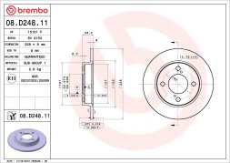 08 D248 11 BREMBO Диск гальмівний