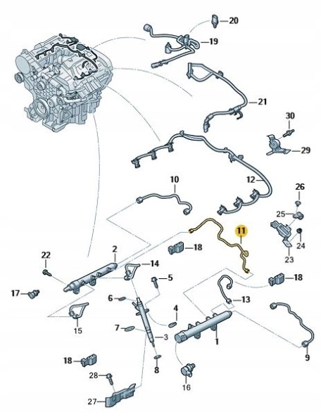 Volkswagen OE VW AMAROK ПАТРУБОК ПАЛИВНИЙ ШЛАНГ OE 0XW130310A
