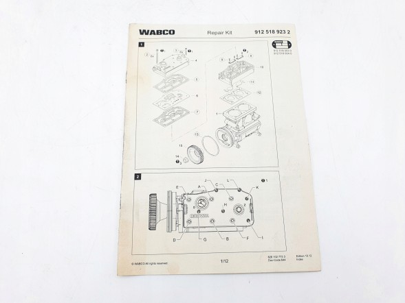 DAF OE 1816157 WABCO 9125189232 КОМПЛЕКТ ДЛЯ РЕМОНТУ КОМПЛЕКТУ ПРОКЛАДОК ГОЛОВКИ КОМПРЕСОРА DAF XF 106 460 1816157