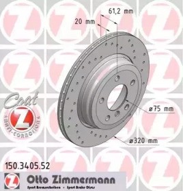 Zimmermann 150.3405.52 Гальмівний диск zimmermann для bmw 5 e60 03-10, задній, новий