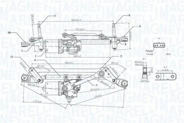 MAGNETI MARELLI 064351736010 Механізм склоочисників 064351736010 magneti marelli