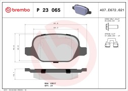 P23065 BREMBO Гальмівні колодки