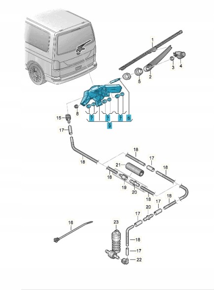 Volkswagen OE ДВИГУН ДВИГУНА СКЛООЧИСНИКА ЗАДНІЙ VW ТРАНСПОРТЕР T6 7Л 7LA955711B ORG