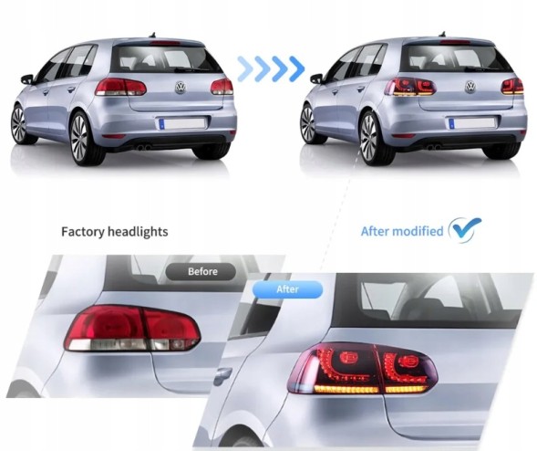 VLAND LDVWU6 9518917E mhm Задні ліхтарі комплект Vland Led Neon Діоди Black GTIlook VW Golf VI 6 5k0 2008-2013