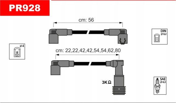 Китай PR928 Кабелі запалювання Porsche 928 4.4 4.6 1977 - 1986 рр.