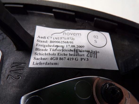 Audi OE 4G0867419G ДЕКОРАТИВНА ПАНКА РУЧКА ДЕКОР A6 C7 2011-2018