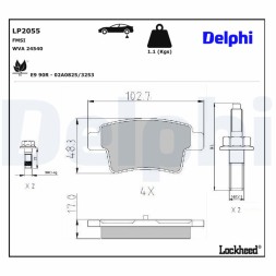 LP2055 DELPHI Комплект гальмівних колодок з 4 шт дисків