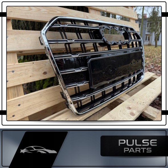 Pulse A6-S171 Решітка гриль Audi A6 C7 Facelift 2014 - 2018 Чорний Глянець Накладка Бампера ХРОМ