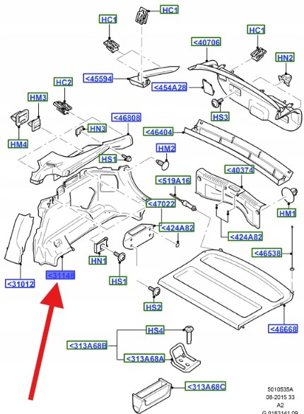 Ford OE 7S71-A31149-AK3ZHE ОБРОБКА БОКОВИНИ БАГАЖНИКА ЛІВА MONDEO 2007- OE 1683223 _ 7S71-A31149-AK3