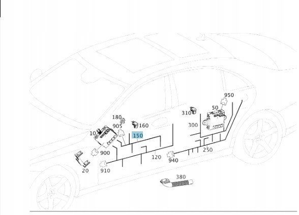 Mercedes-Benz OE Джгут проводів Mercedes W222 L/R A2225407119