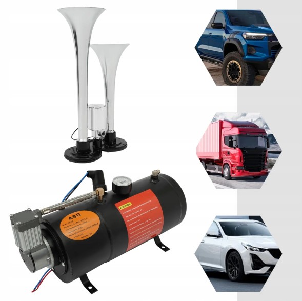 Китай p2141m2 Клаксон пневматичний + компресор 12V 150PSI 3L для автомобіля та вантажівки