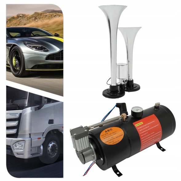 Китай p2141m2 Клаксон пневматичний + компресор 12V 150PSI 3L для автомобіля та вантажівки