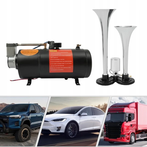 Китай p2141m2 Клаксон пневматичний + компресор 12V 150PSI 3L для автомобіля та вантажівки