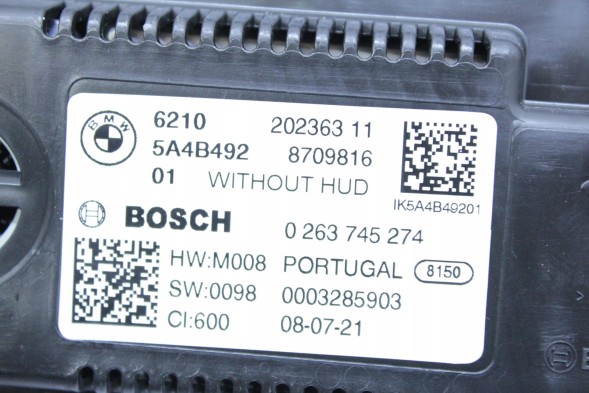 BMW OE 5AFB492 8709816 0263745274 СЧІТЧИК LED ДИСПЛЕЙ БЕЗ HUD ДЛЯ BMW F40 F44 2GC 5AFB492