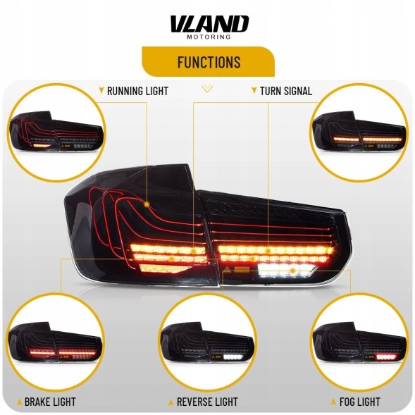 VLAND 20D191AE LDBMM6 mhm Комплект задніх ліхтарів Vland Led Laser Neon Dynamiczne Tuning CSL Bmw 3 f30 11-15-20