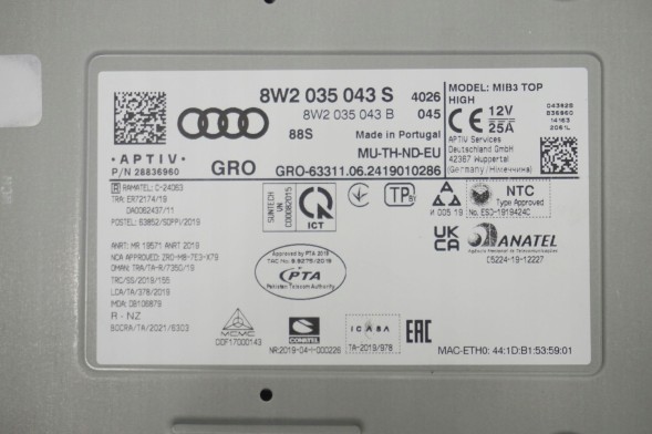 Audi OE НОВИЙ ОРИГІНАЛЬНИЙ МУЛЬТИМЕДІЙНИЙ ЧИТАЧ MIB3 8W2035043S 8W2035043B