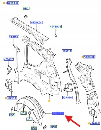 Ford OE 1639655 НАДКОЛЕСО ЗАДНЄ ЛІВЕ S-MAX GALAXY 2006-15 1859673 _ 6М21-U278B51-BA