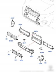 Land Rover OE LR135378 K8D28A095AE K8D2-8A095-AE LR114173 K8D28A095AD K8D2-8A095-AD LR139126 K8D28A095AF K8D2-8A095-AF K8D28A095A K8D2-8A095-A Впускна рамка жалюзі, дефлектор повітря Range Rover Evoque L551
