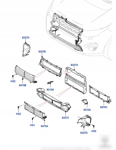 Land Rover OE LR135378 K8D28A095AE K8D2-8A095-AE LR114173 K8D28A095AD K8D2-8A095-AD LR139126 K8D28A095AF K8D2-8A095-AF K8D28A095A K8D2-8A095-A Впускна рамка жалюзі, дефлектор повітря Range Rover Evoque L551