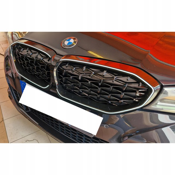 Китай GWL201902 Решітка радіатора (ніздрі) BMW 3 Series G20/G21 2019-2022 (до рестайлінгу) стиль 340i, LED Diamond