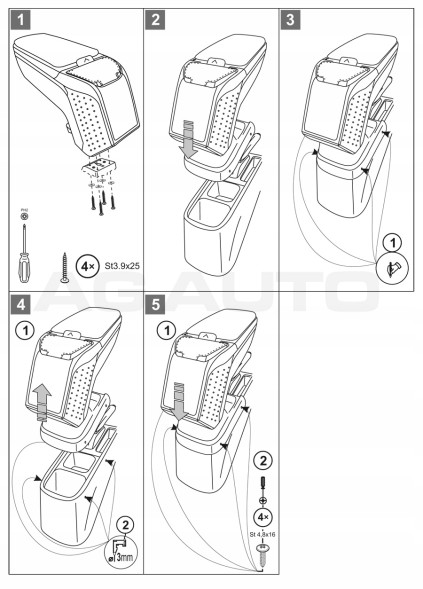 Rati V00281 Підлокітник armster2-black для honda jazz, 2009-2015 рік