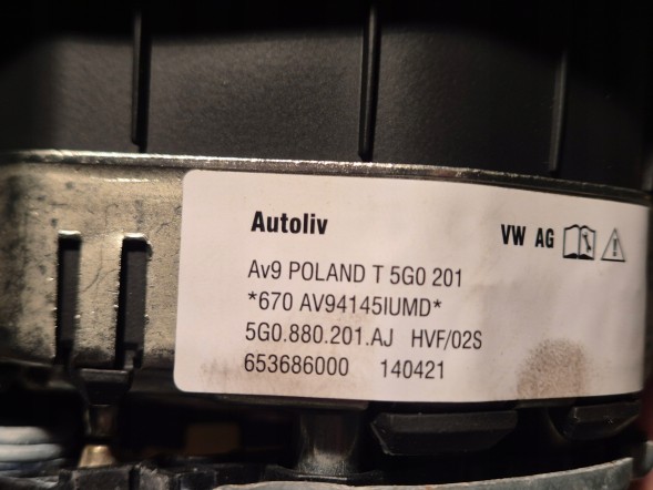 Volkswagen OE mark- 5G0880201AJ Подушка безпеки водія VW Golf VIII / Tiguan / Arteon R-line