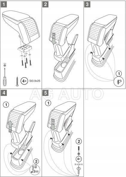 Rati C05395A Підлокітник RATI Стандарт тканина, Fiat Punto, 2005-2018; F. Linea, 07-15