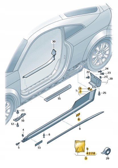 Audi OE ОРИГІНАЛЬНИЙ AUDI OE 1 КОМПЛЕКТ ДЕТАЛЕЙ КРЕПЛЕННЯ 8S0898909