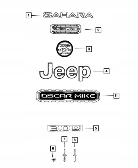 Jeep OE 686 НАКІЛЬКА JEEP ЛОГОТИП WRANGLER GLADIATOR JEEP СТИКЕР