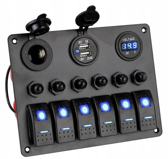 Weber 6wpanelbezp Перемикач панелі 2x USB вольтметр прикурювача