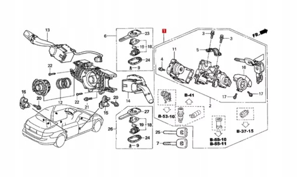 CHINA NOWA KOMPLETNA STACYJKA KOMPLET ZESTAW ZAMKÓW DO DRZWI HONDA ACCORD VII 7 CM CN Нова комплектна станція комплект дверних замків honda accord vii 7 cmcn