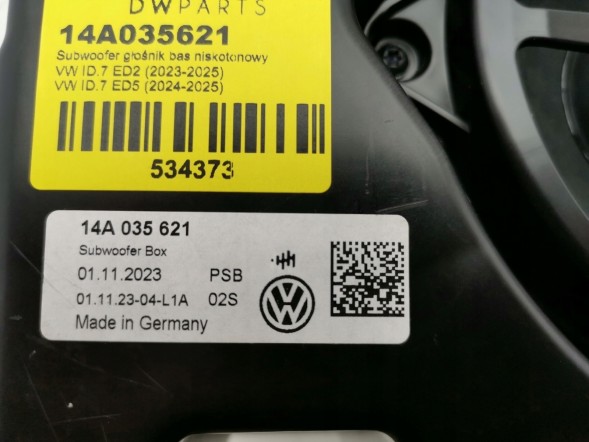 Volkswagen OE 14A035621, DWP534373OE Сабвуфер динамік басів низькочастотний VW ID.7 14A035621