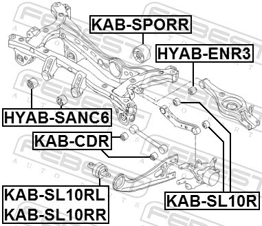 KAB SL10RR FEBEST САЙЛЕНТБЛОК ЗАДНЬОГО ПОДОВЖНЬОГО ВАЖЕЛЯ ПРАВИЙ