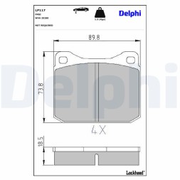 LP117 DELPHI Комплект гальмівних колодок з 4 шт дисків