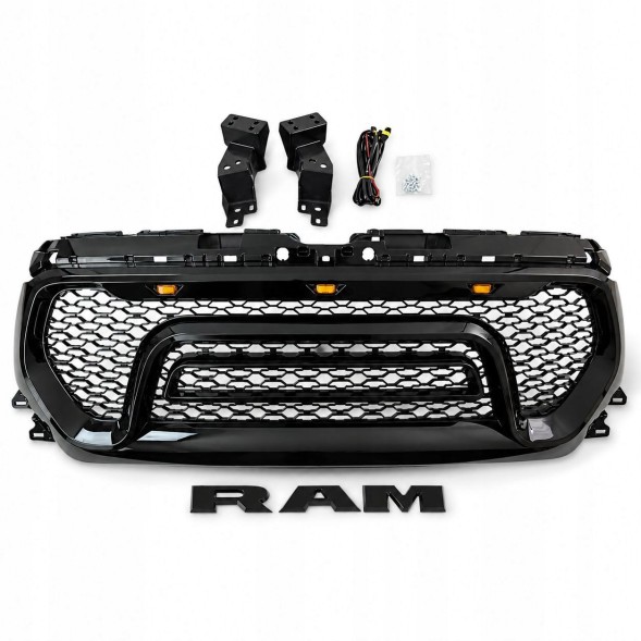 Китай 000-RAM19-UGRBSGB Решітка-імітація в стилі Rebel з LED під глянцевий чорний колір DODGE RAM 1500 2019-2023