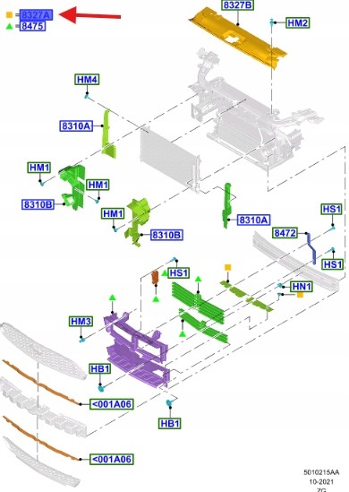 Ford OE FR3B-8B407-BG FR3Z8327C ПОВІТРЯНЕ КЕРМО FORD MUSTANG 2015- 2.3Л OE 2277050 _ FR3B-8B407-BG