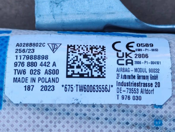 Porsche OE 976880441A / 976880442A PORSCHE PANAMERA 2024-2026 ПОДУШКИ БЕЗПЕКИ AIRBAG ЗАДНІ СИДІННЯ КОМПЛЕКТ