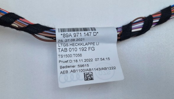 Audi OE 85A971147D Установка Audi Q4 e-tron, джгут проводів кришки багажника 89A971147D