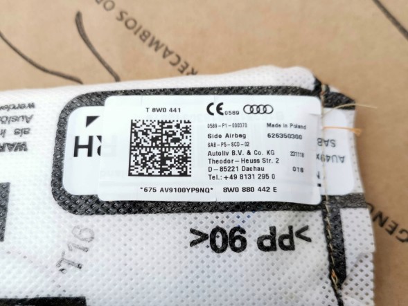 Audi OE 8W0880442E, DWP468604OE Подушка безпеки airbag Audi A4 B9 8W0880442E