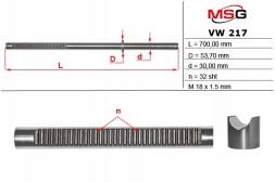 MSG VW217C Планка зубчаста рульової передачі VW Crafter 06-16, Sprinter 906 06-18