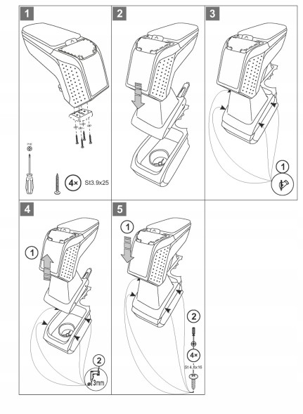 Rati C06223A Підлокітник для Ford Fiesta VI, 2008-2017, Armster2 Grey-Titan